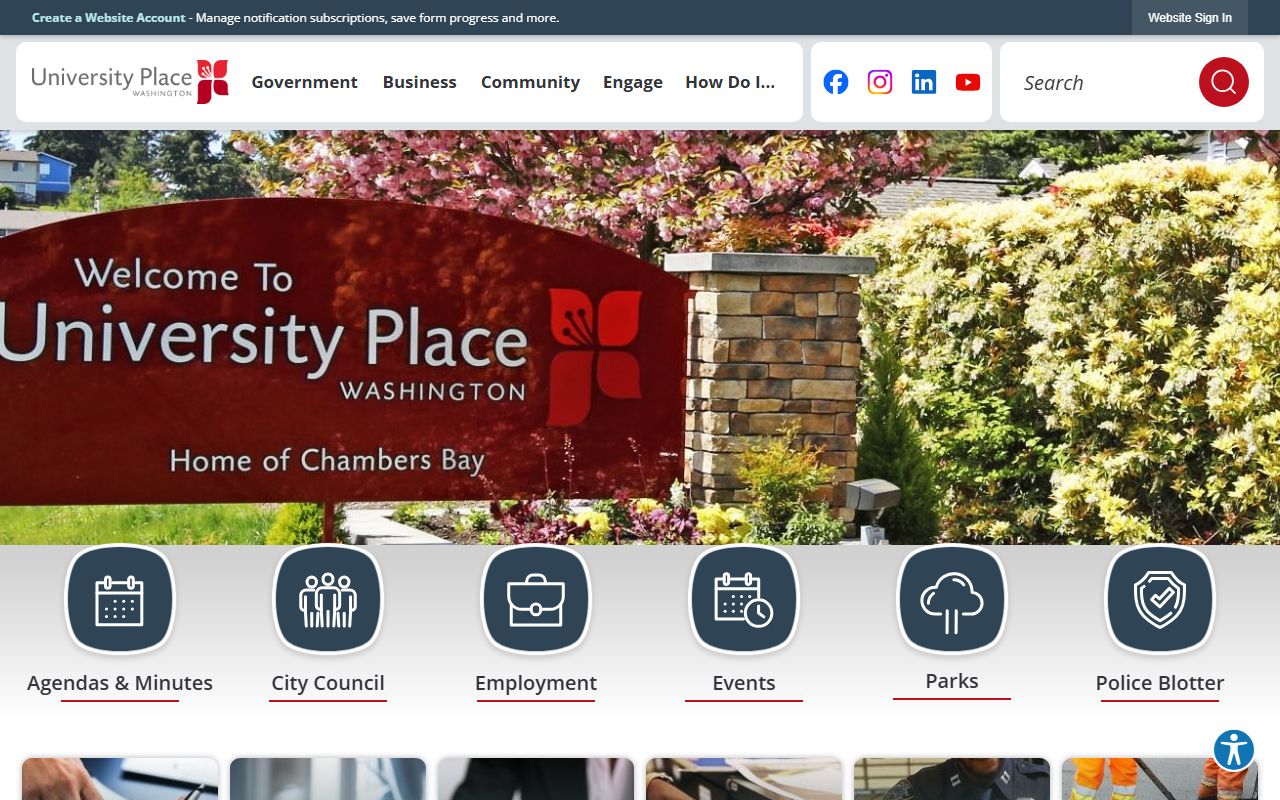 University Place property records official city website