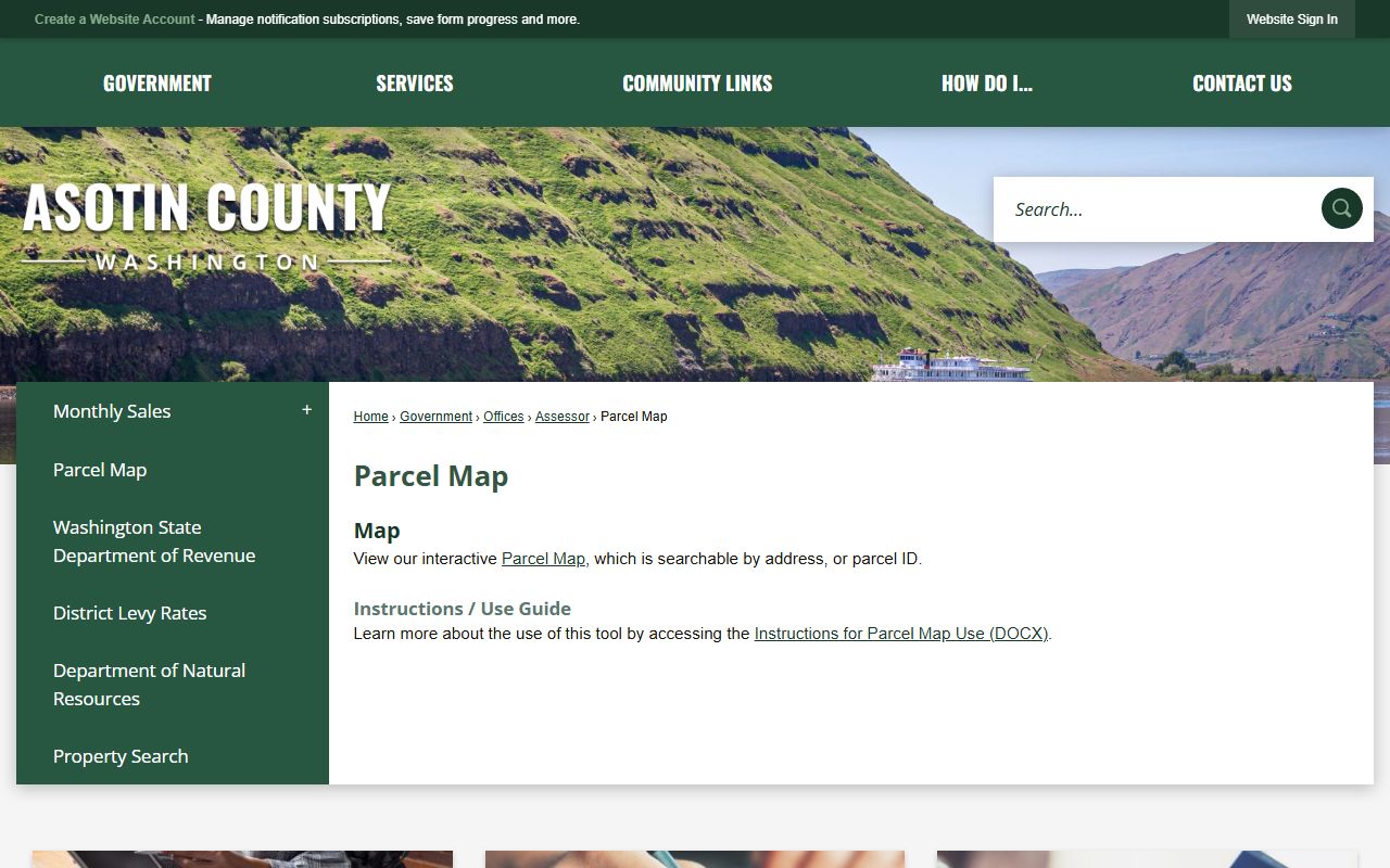 Asotin County property search and parcel map