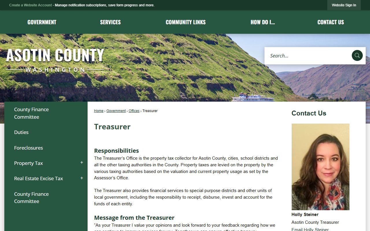 Asotin County treasurer property tax collection