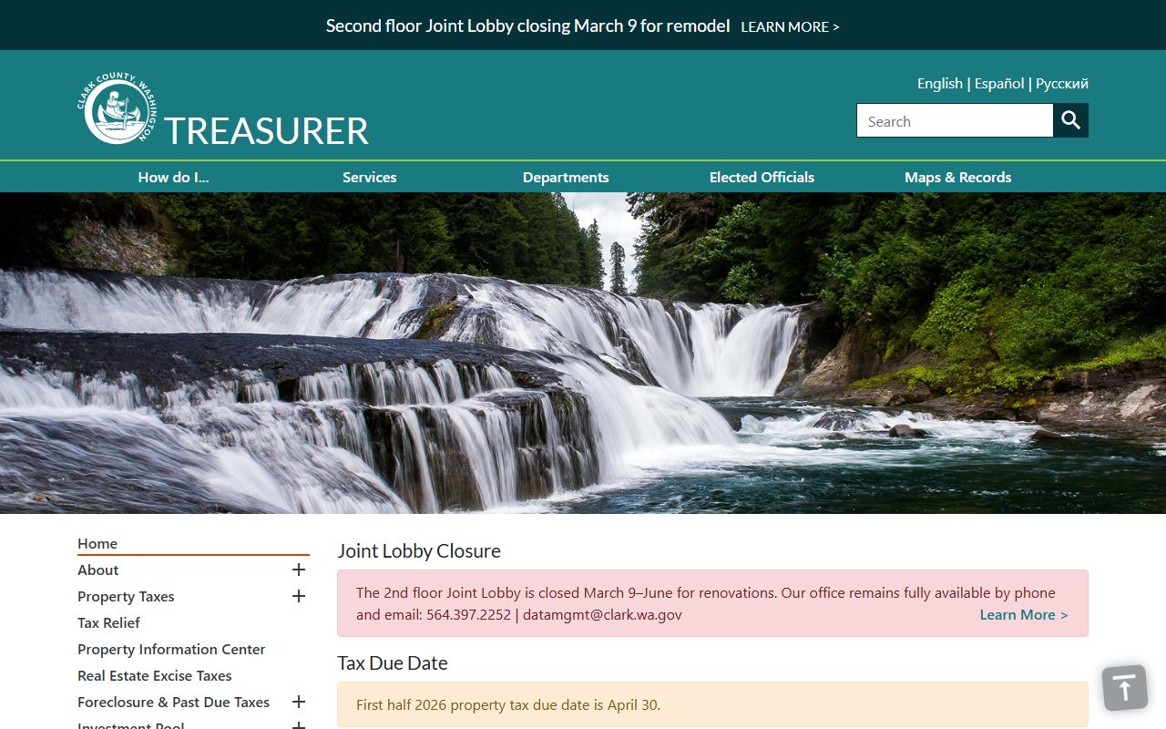 Clark County treasurer property tax Vancouver Washington