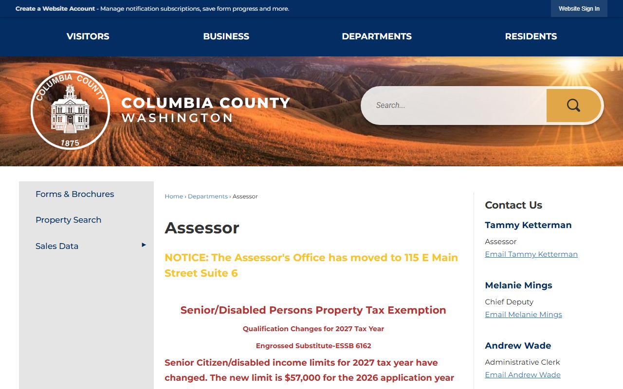 Columbia County assessor property records Dayton Washington