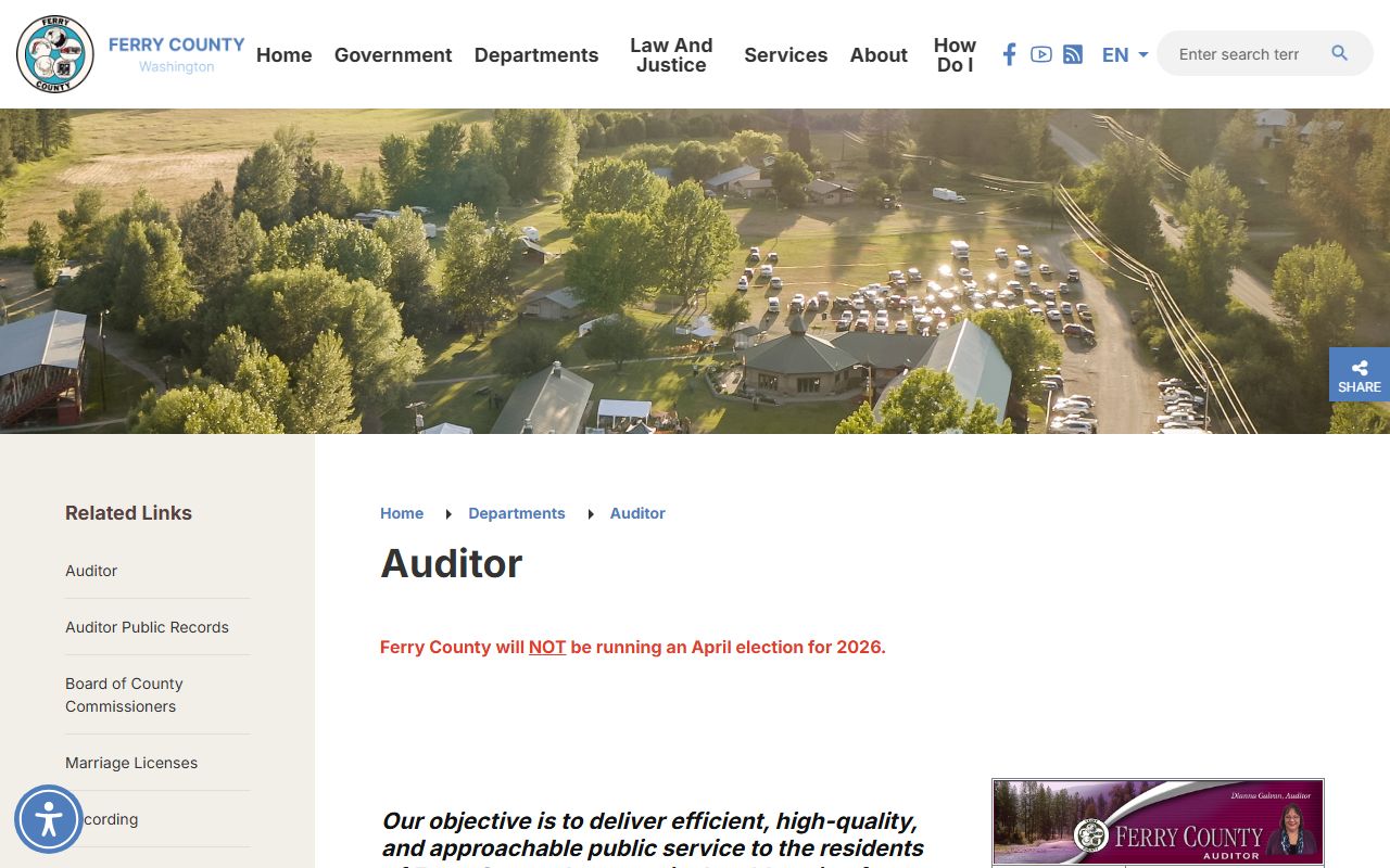 Ferry County property records auditor recording office Republic