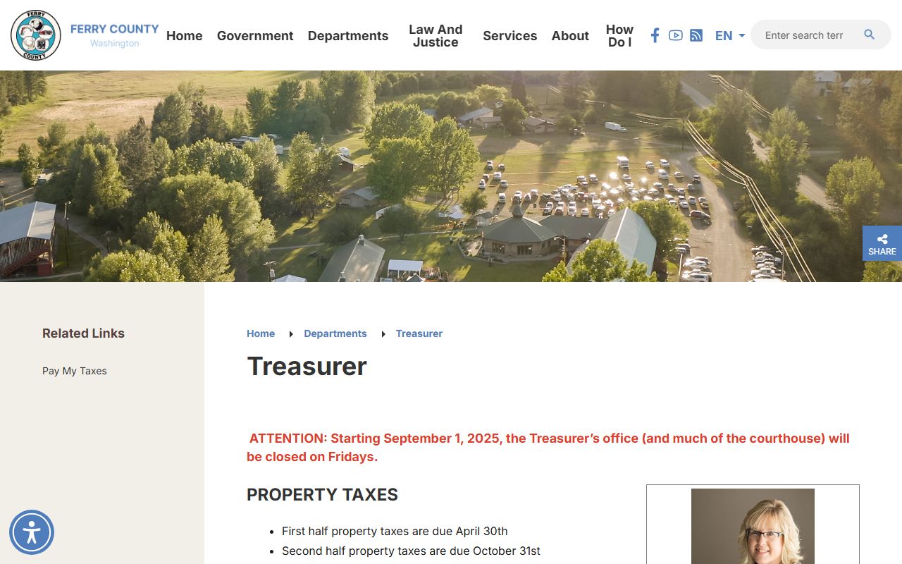 Ferry County property records treasurer tax payment office