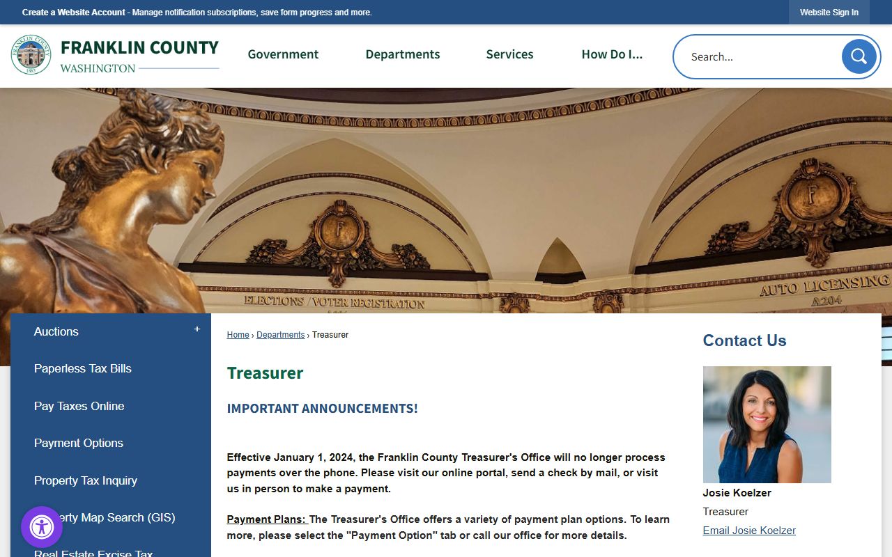 Franklin County property records treasurer tax payment Pasco