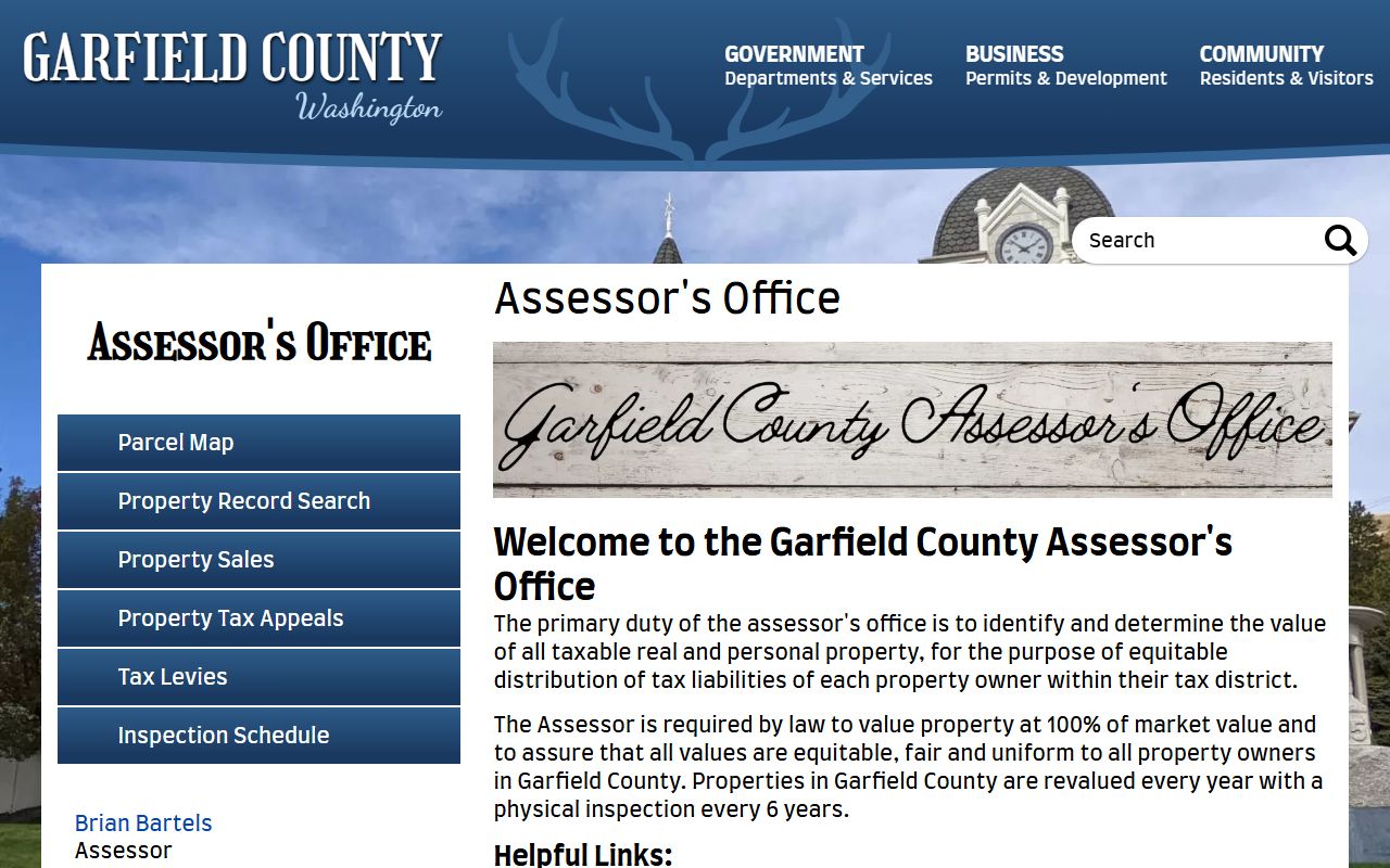 Garfield County property records assessor office Pomeroy Washington