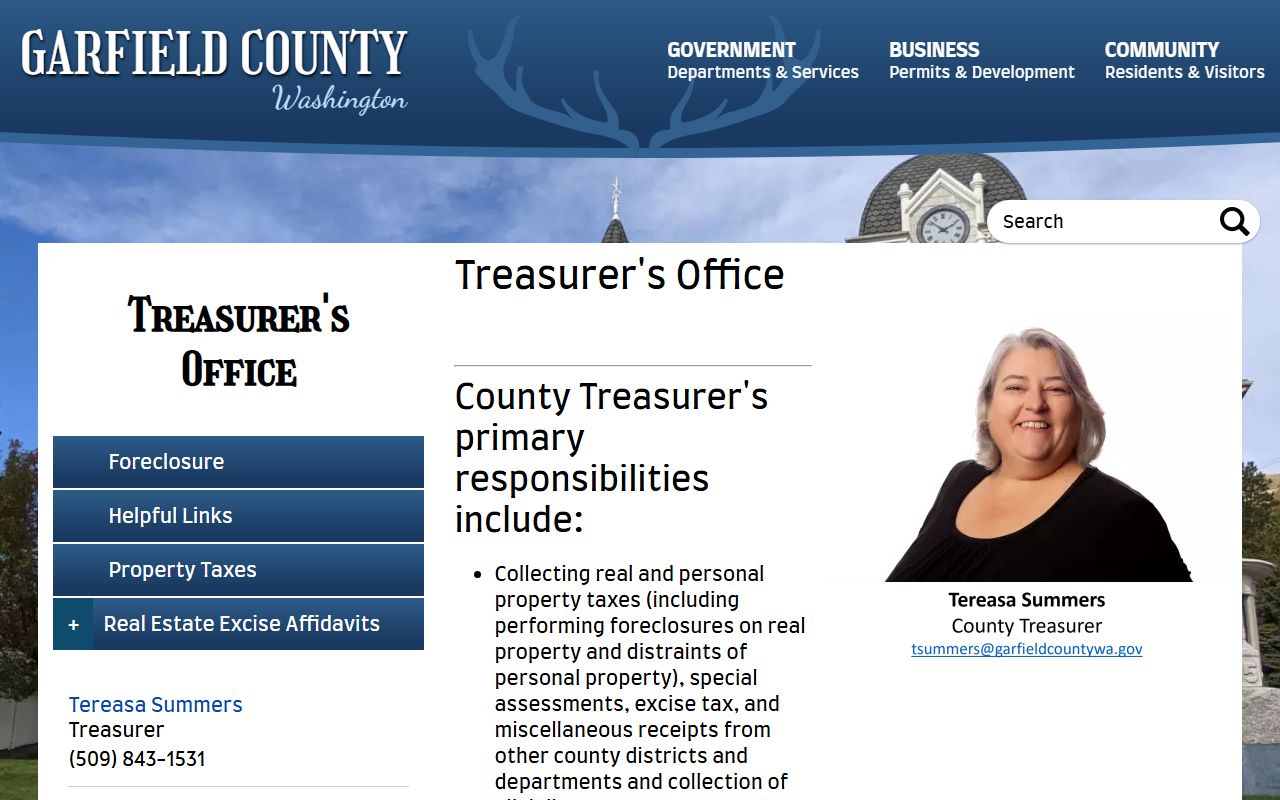 Garfield County property records treasurer tax office Pomeroy
