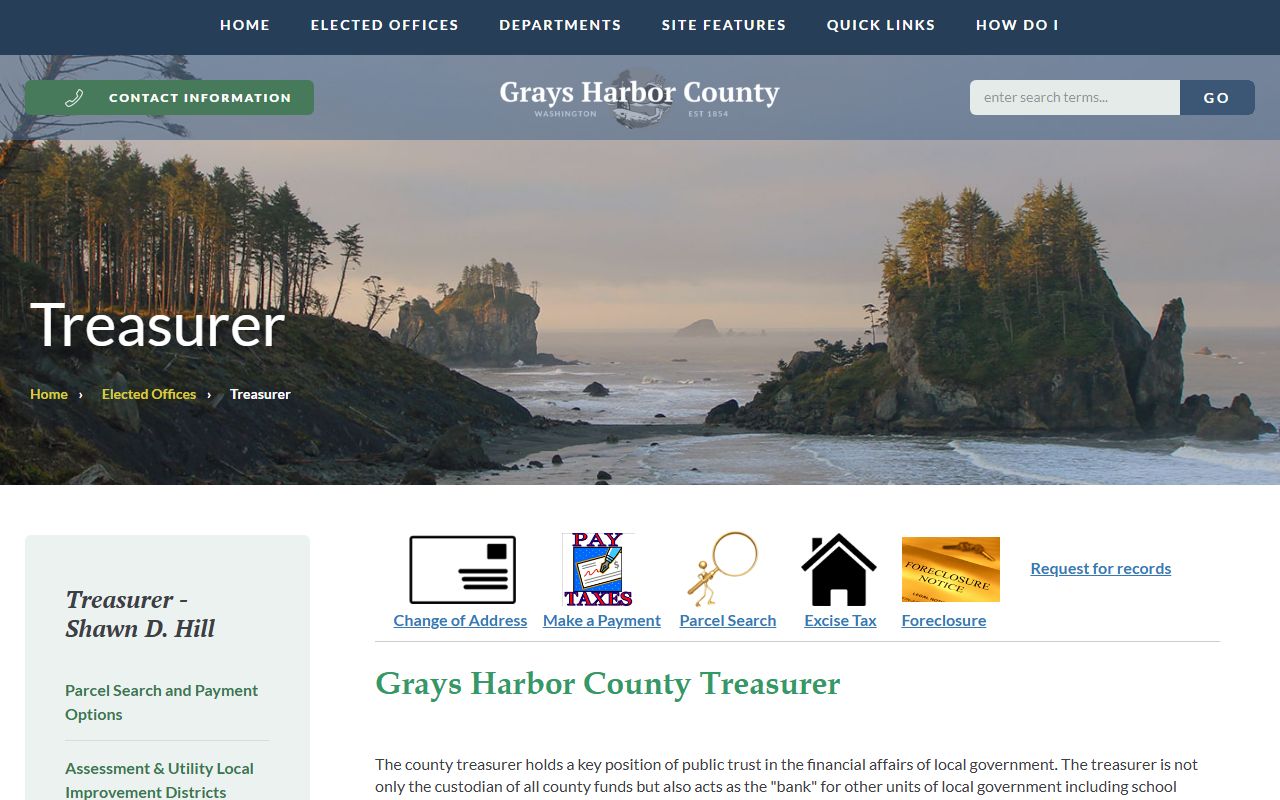 Grays Harbor County property tax records Treasurer Montesano Washington