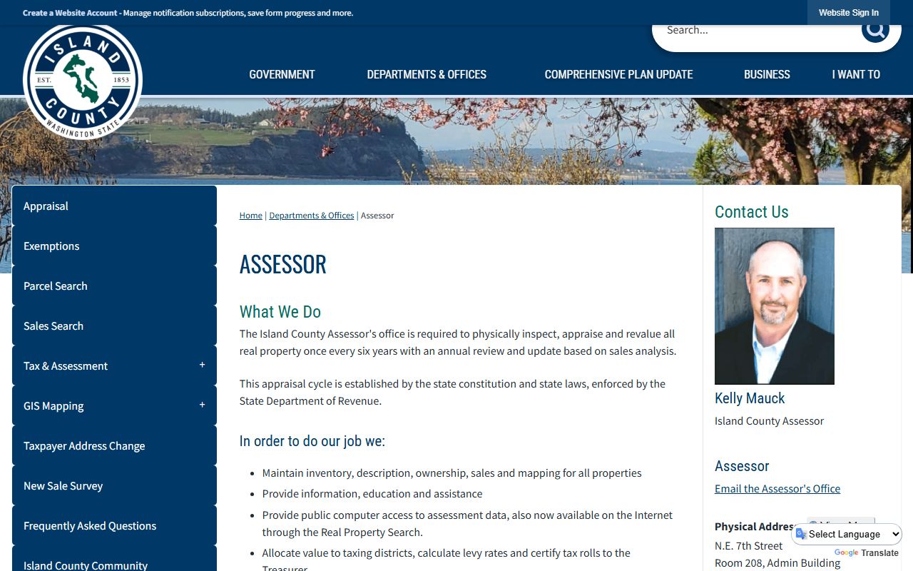 Island County property records Assessor office Coupeville Washington