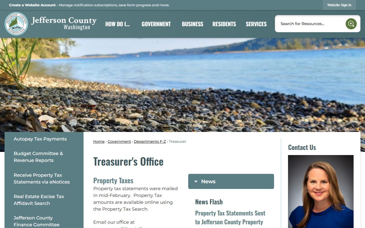 Jefferson County property tax records Treasurer Port Townsend Washington