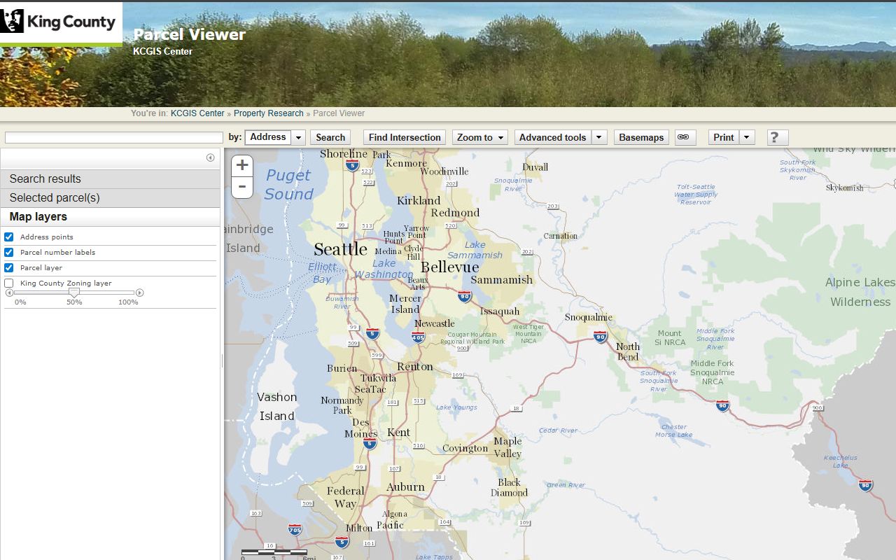 King County GIS property records map