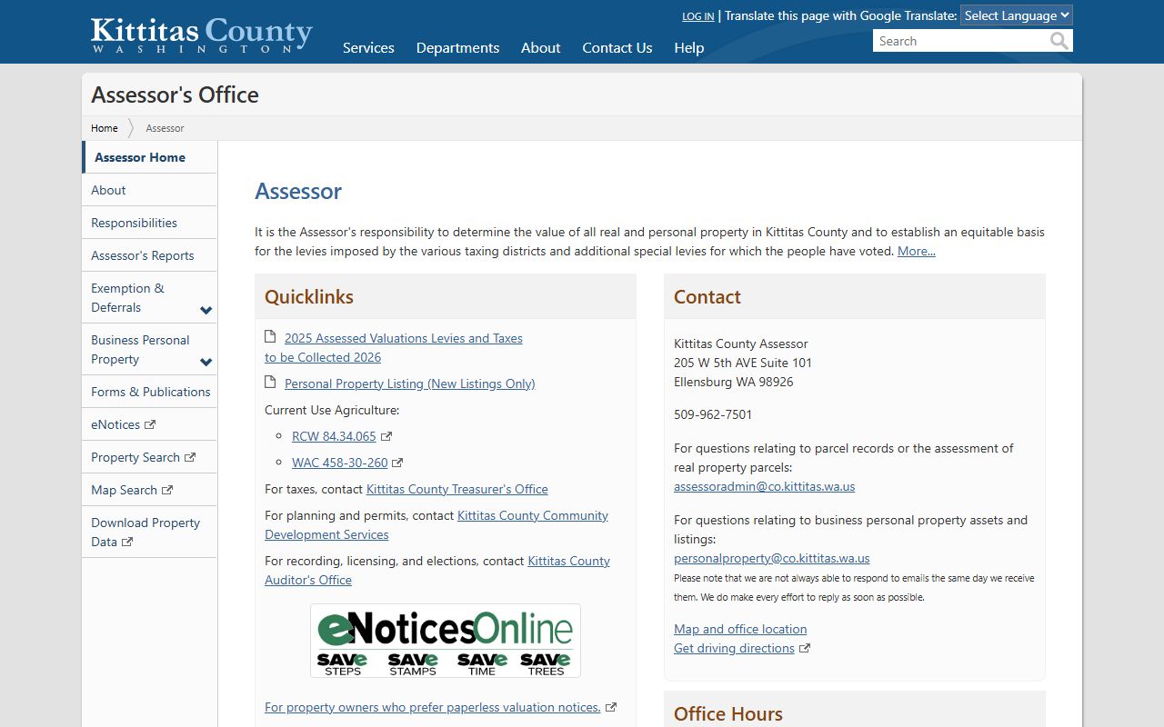 Kittitas County property records assessor