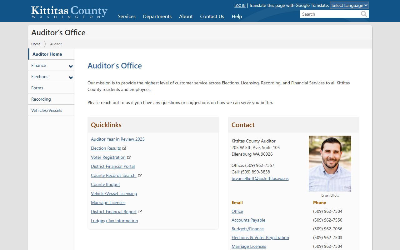 Kittitas County property records auditor