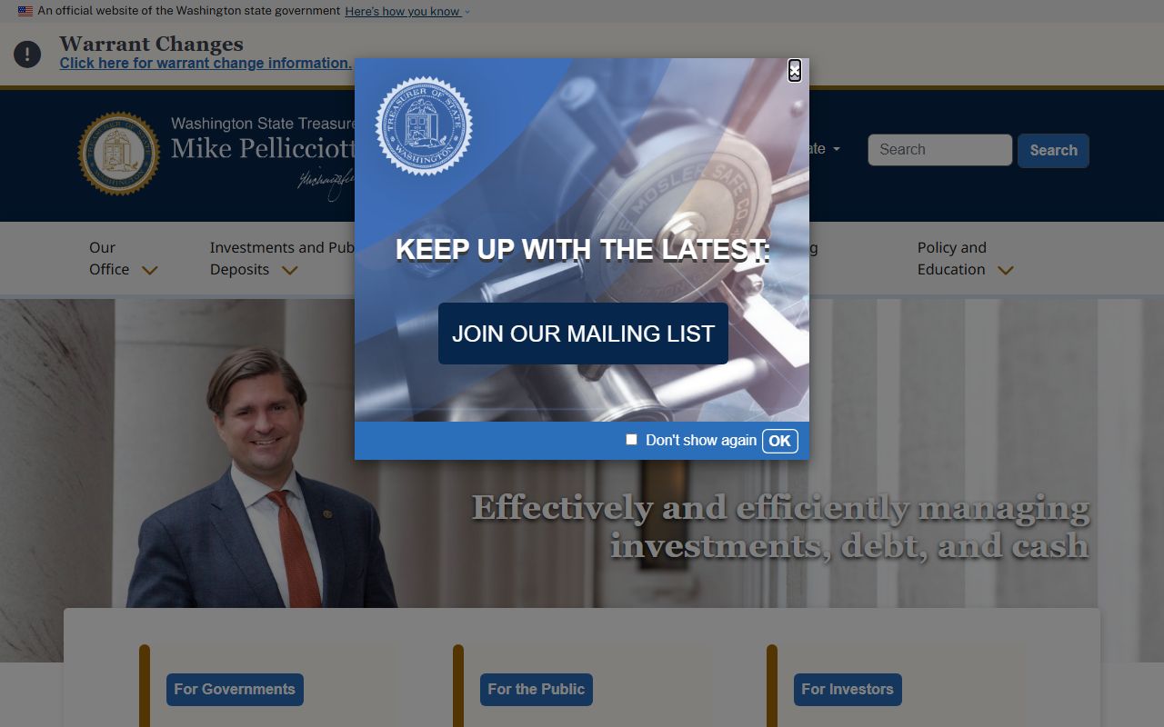 Okanogan County property records Washington State Treasurer county investment