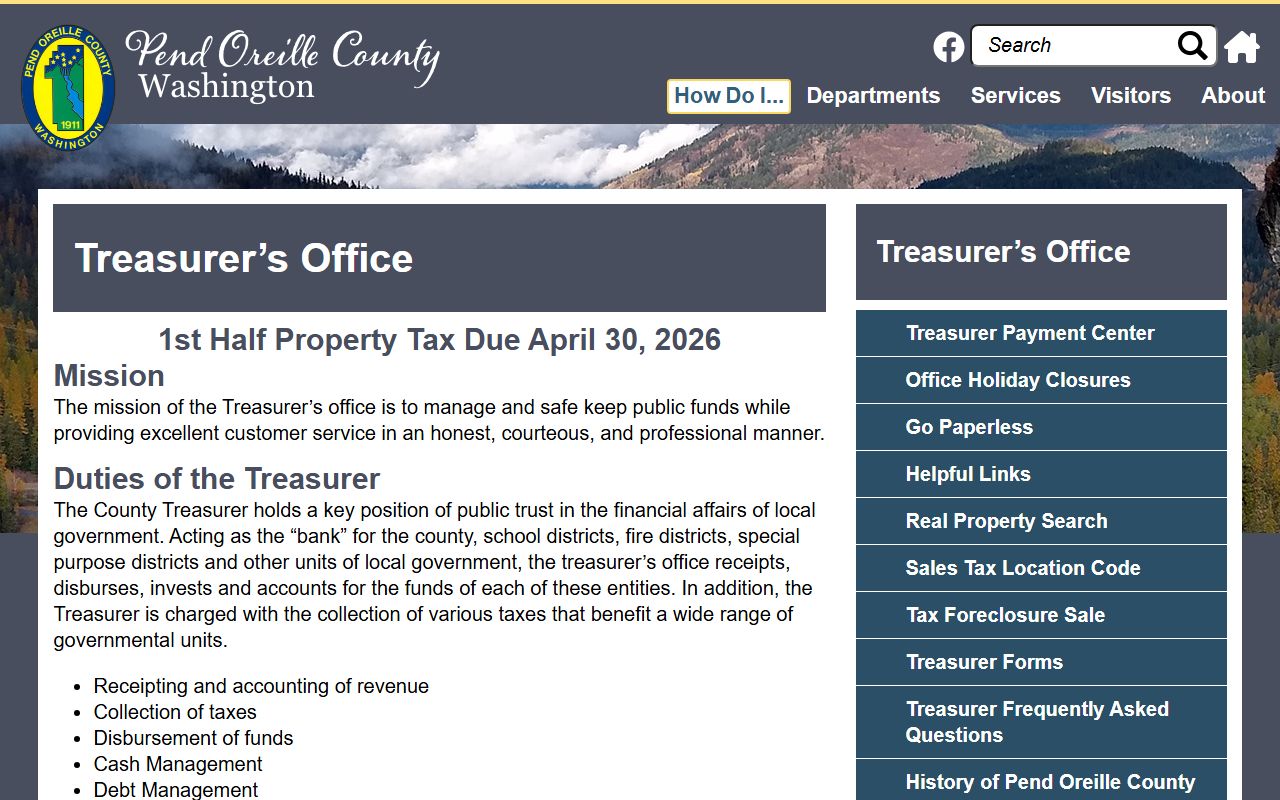 Pend Oreille County property tax records treasurer