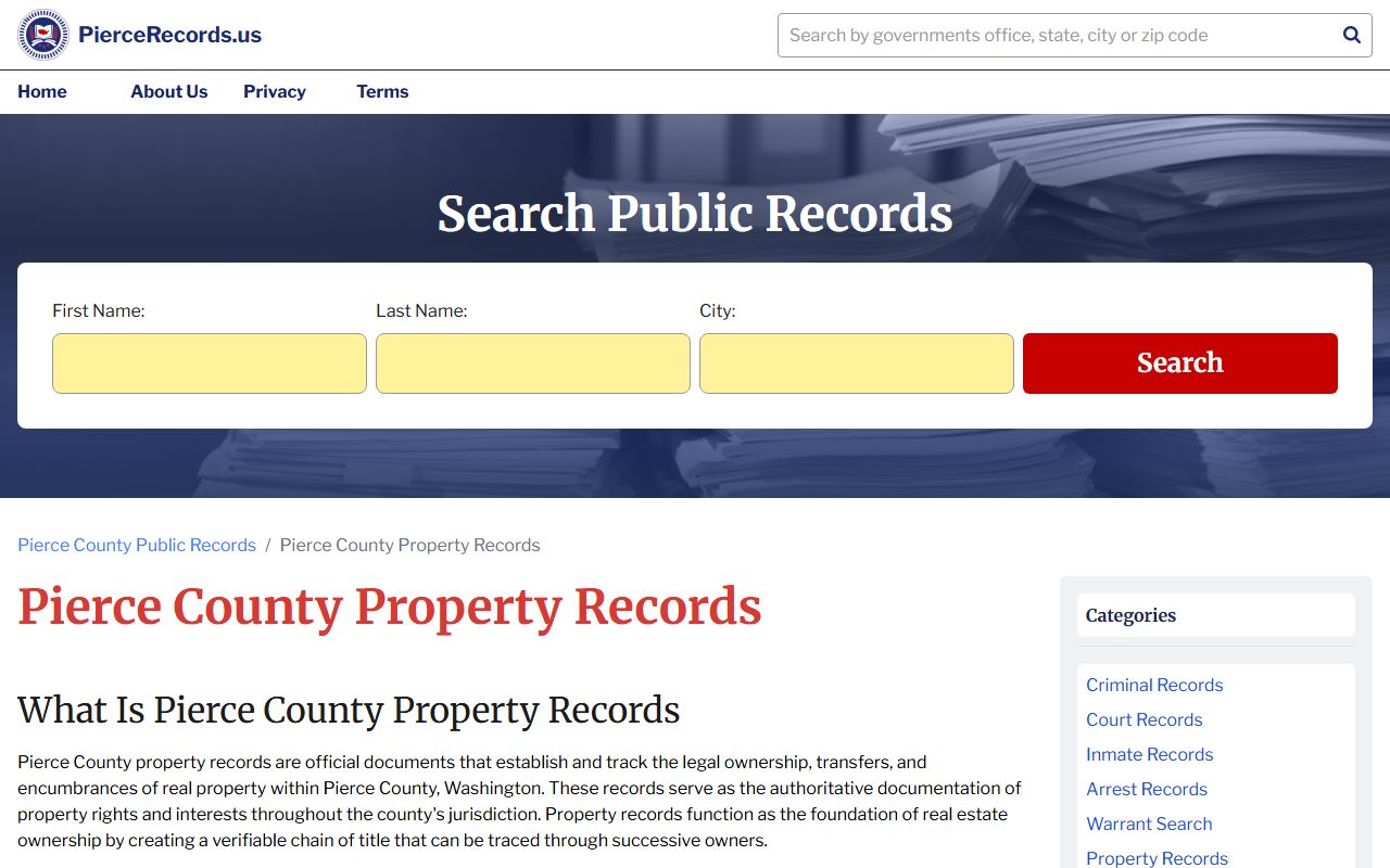 Pierce County property records e-PIP search