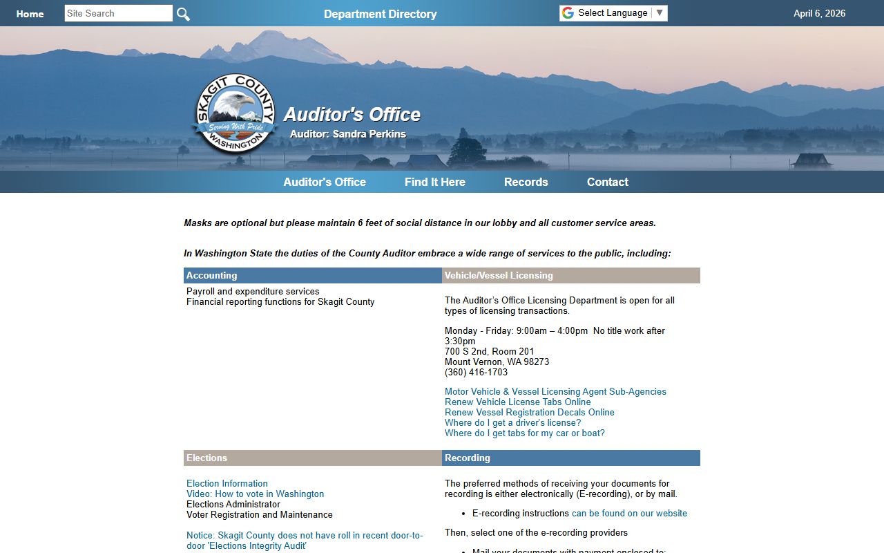 Skagit County Auditor property records recording