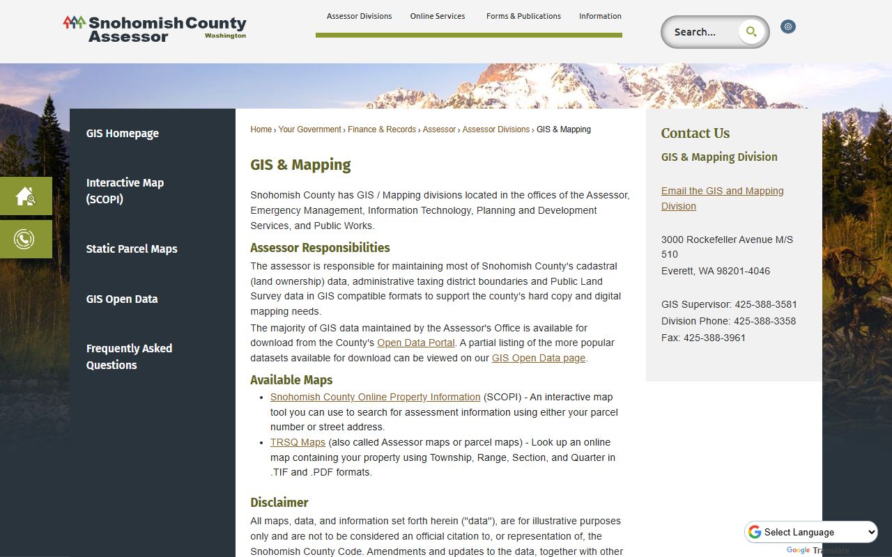 Snohomish County online property search GIS