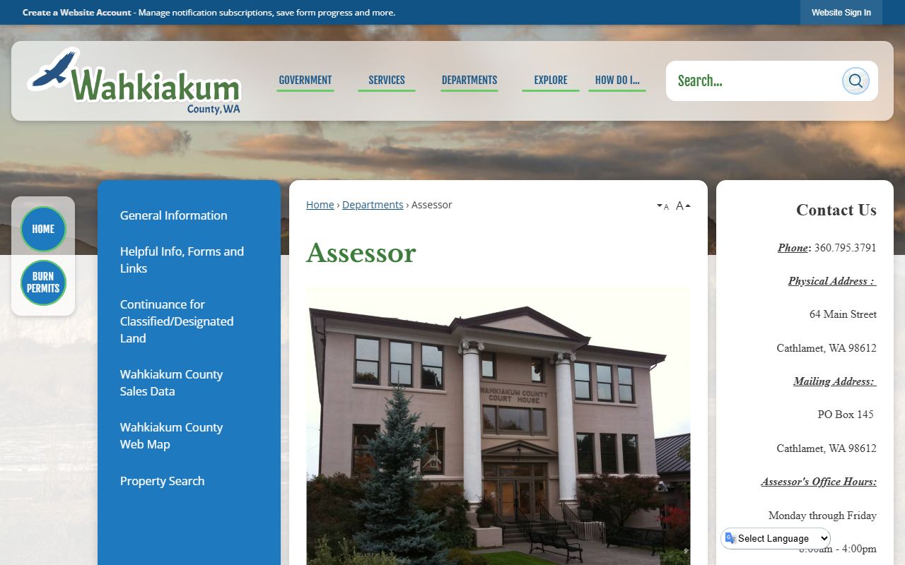 Wahkiakum County property records assessor