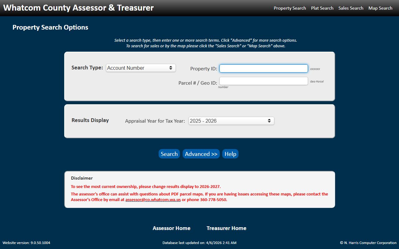 Whatcom County property search parcel data Bellingham Washington