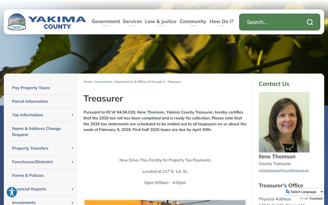Yakima County Treasurer property tax records Yakima Washington